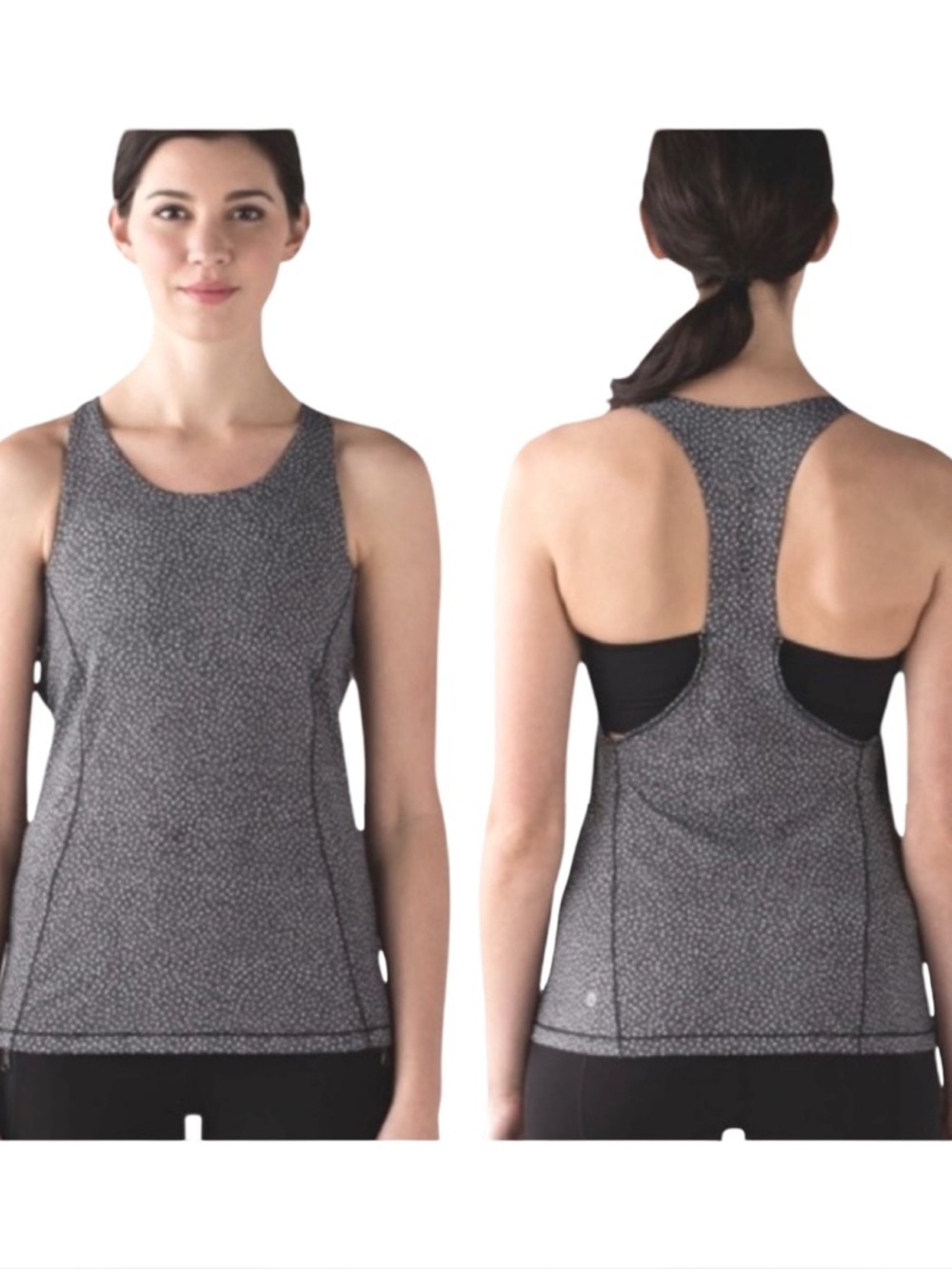 LULULEMON Hit It Tank Top Frozen Fizz White Black Racerback Workout Gym Active